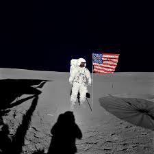 Apollo Astronaut on the Moon with Old Glory